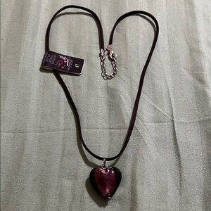 Black Cord Necklace with Heart Pendant